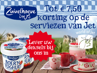 Korting op World of Jet servies met actiedeksels van Zuivelhoeve bij GroenRijk Middelburg